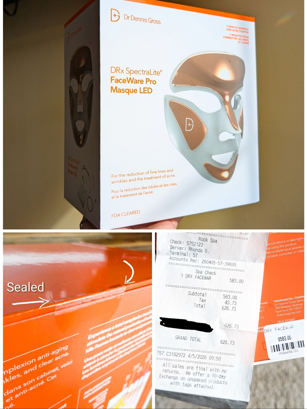 DRx SpectraLite FaceWare Pro LED Mask Red Blue Infrared 🏆 NWT + RECEIPT